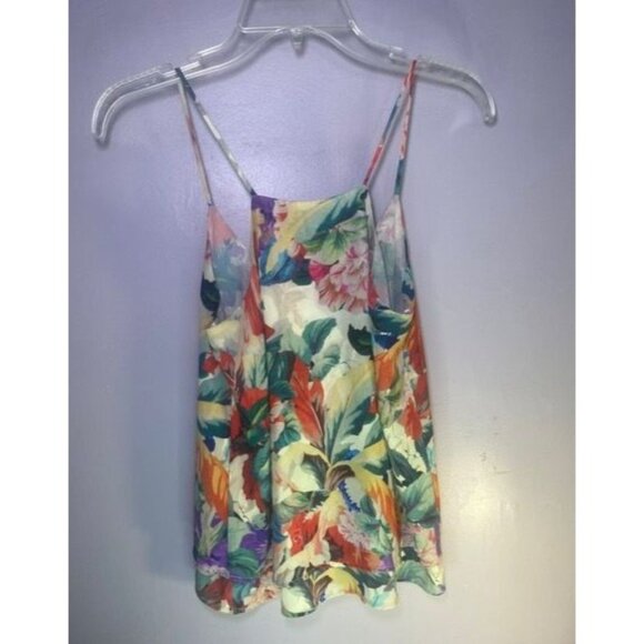 H&M Floral Print Spaghetti Strap Top - Size 2 - Beach Getaway - Picture 2 of 5